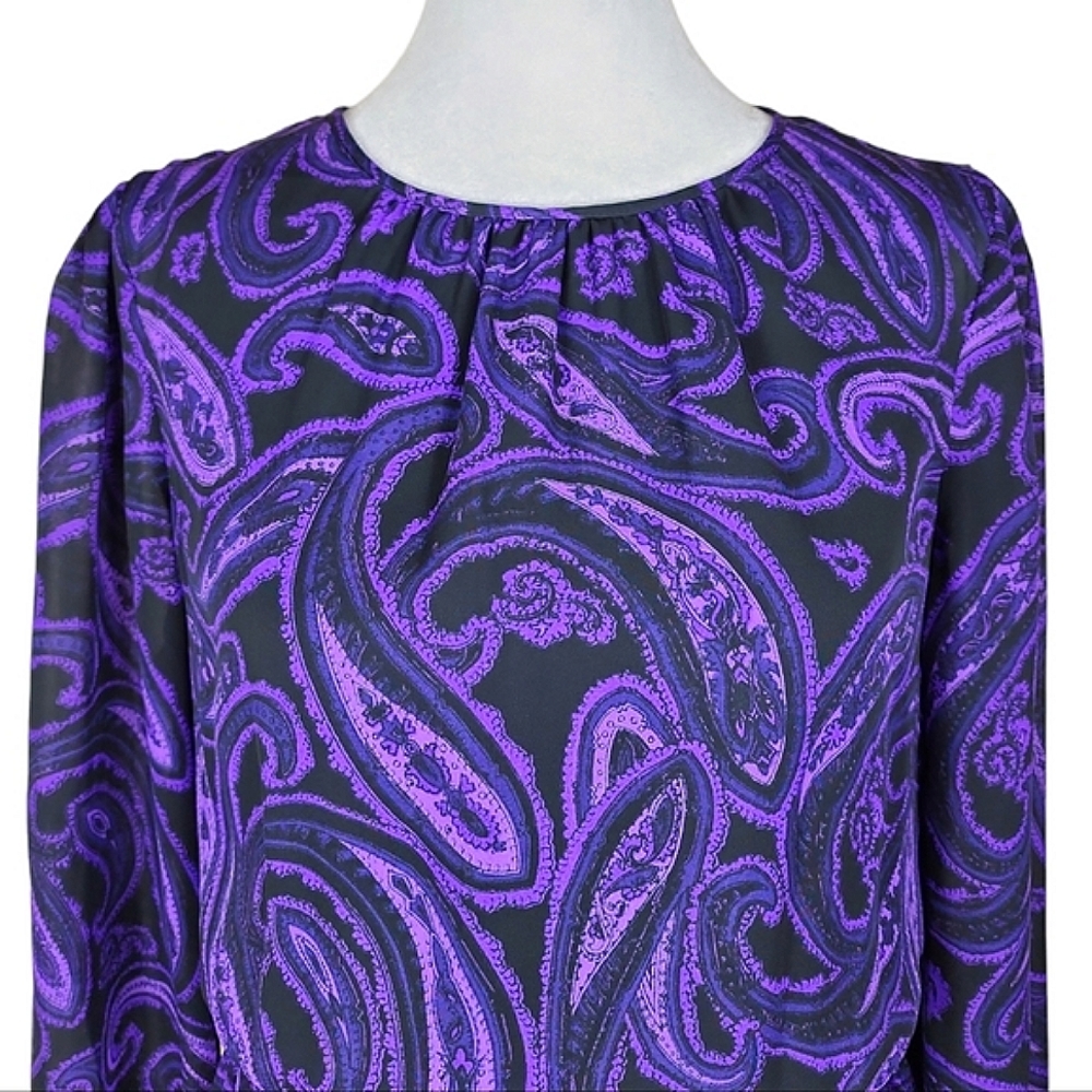 Michael by Michael Kors Purple & Black Paisley Print Dress - Picture 2 of 10